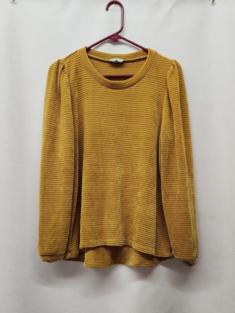Chenault Mustard Textured Waffle Knit Top